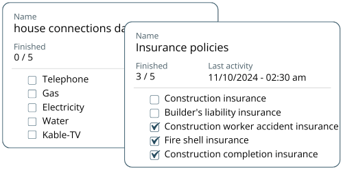 House building checklists